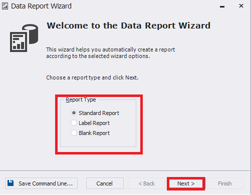 Selecting a report type